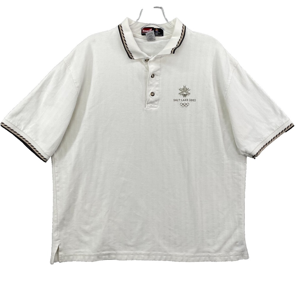 Vintage Marker Salt Lake 2002 Olympics Polo Shirt Mens Large Preppy Retro Sports